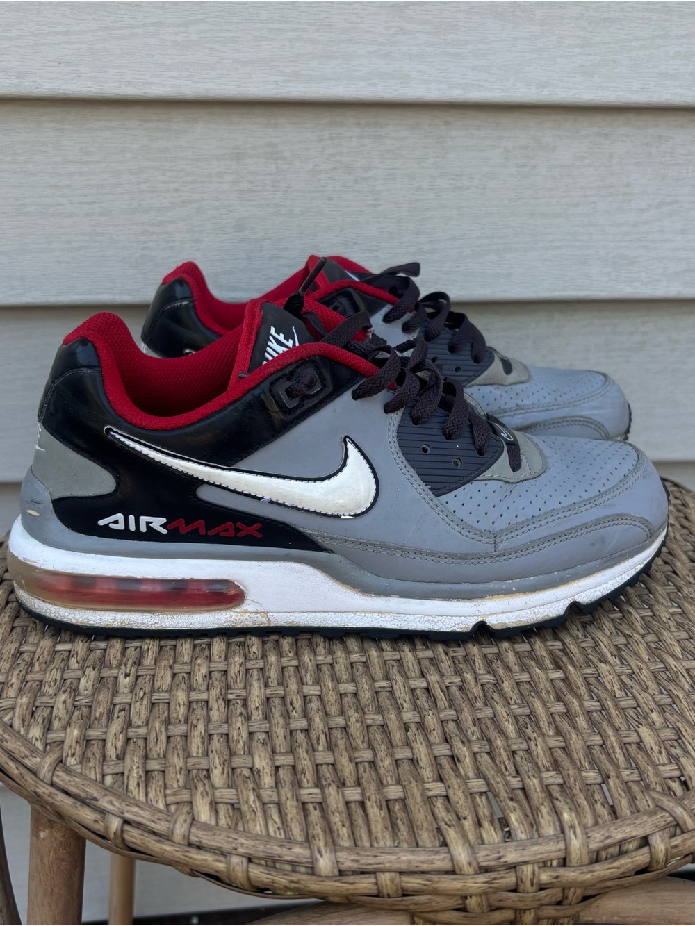 Nike Air Max Wright Grey Black Red Mens Size 10 (317551-062) Vintage Retro 2013